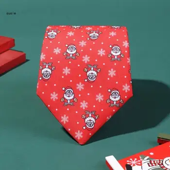 X7YA Karácsonyi Party Nyakkendő Felnőtt Férfiak Fesztivál Jacquard Nyakkendő Állítható Nyakkendőmet Tervezők Nyakkendős Férfi ruházat Tartozék Nyaralás - Kép 2  